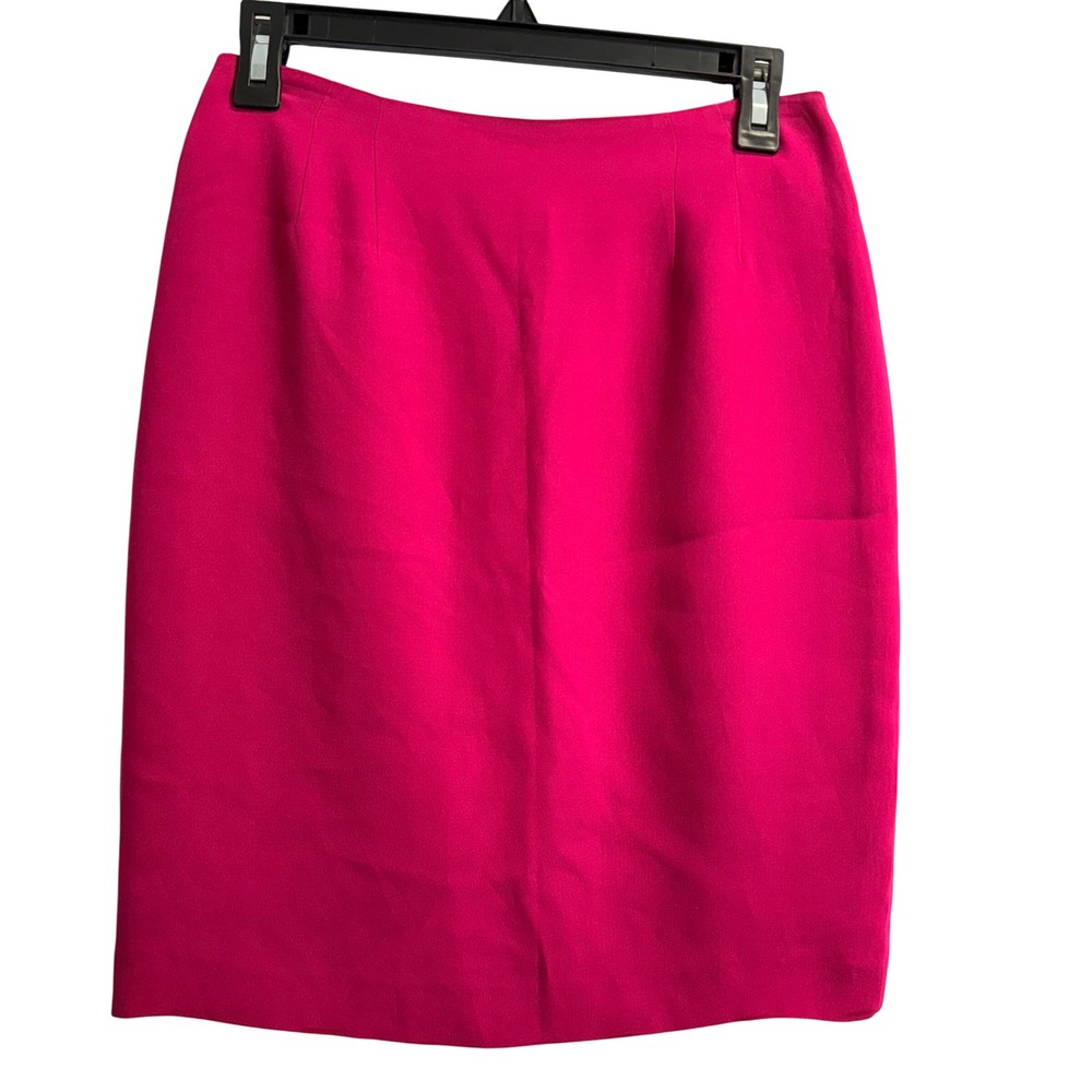 Linda Allard Ellen Tracy Hot Pink 100% Silk Pencil Skirt Size 6 Tailored Career
